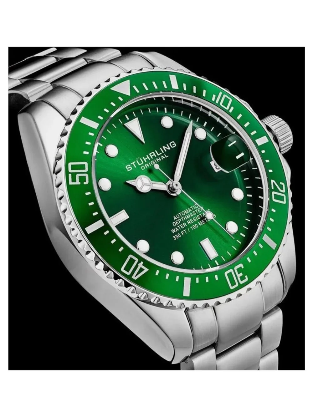 NWT Stuhrling Original Aquadiver Automatic Green Dial Men's Watch